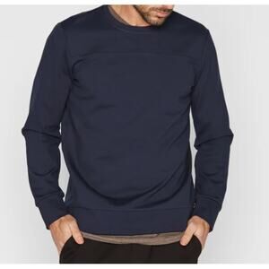 Mika Jaymes Performance Ponte Top Stitch Sweatshirt Men's L Navy Blue Crew Neck